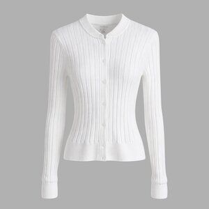Athleta Fairway White Ribbed Full Zip Cardigan Women XXS Preppy Chic Office